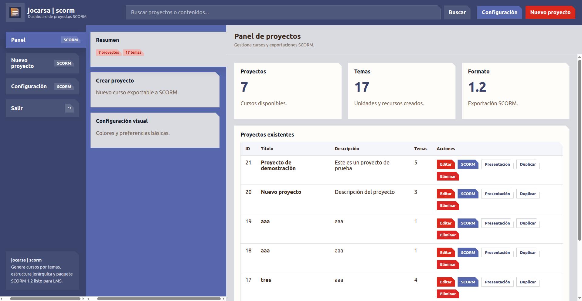 Vista de jocarsa | scorm
