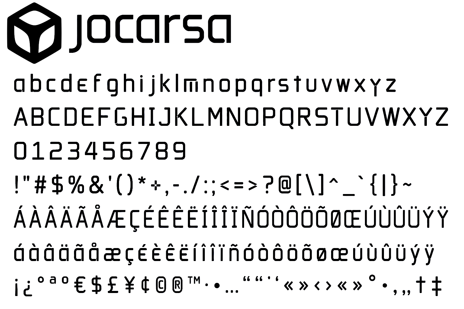 Muestra de la tipografía corporativa JOCARSA